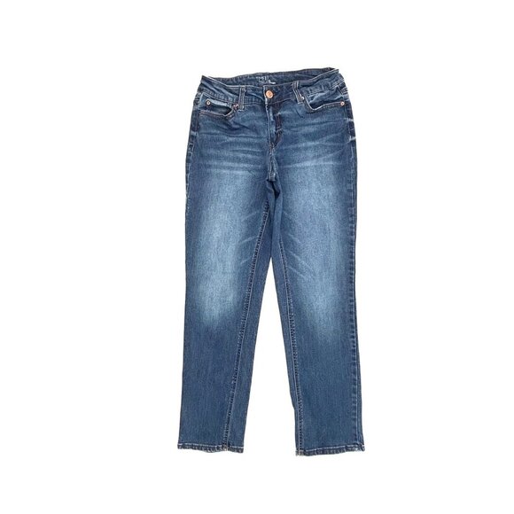 Time And Tru Straight Leg Women's size 4 Dark Wash Blue Denim jeans   Great Cond - Picture 1 of 3